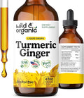 Wild & Organic Turmeric and Ginger Supplement Drops - Joint & Immune Support - Liquid Turmeric Curcumin with Black Pepper and Ginger - Curcumin Supplement - Vegan, Sugar & Alcohol-Free Tincture - 4 oz