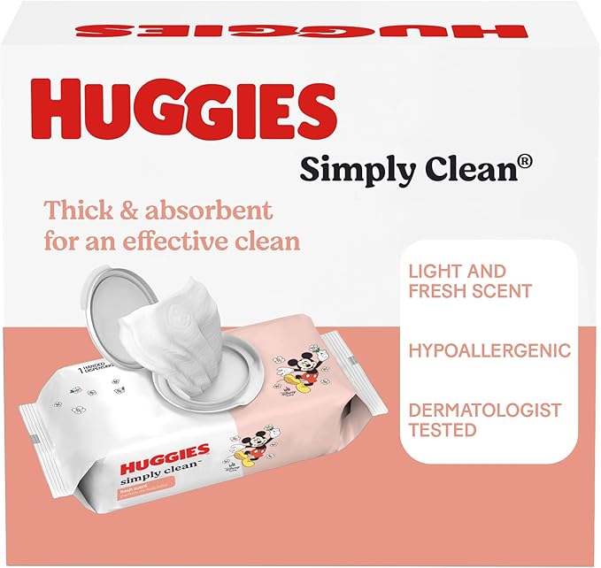 Huggies Simply Clean Fresh Scent Baby Wipes, 1 Flip-Top Pack (64 Wipes Total), Packaging May Vary