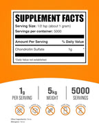 BulkSupplements.com Chondroitin Sulfate Powder - Chondroitin Sulfate Supplement, for Joint Support - Gluten Free, 1g per Serving, 1kg (Pack of 5) (11 lbs)