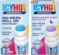 Icy Hot Original (2.5 oz.) & Nighttime Recovery (2 oz.) Pain Relief No-Mess Roll-On Applicator, Fast-Acting Pain Relief, Contrast Therapy for Backaches, Joints, Muscle Strains and Arthritis