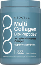 NeoCell Multi Collagen Peptides Capsules | 360 Pills | 10 Types of Advanced Bio-Peptides | Superior Absorption | Grass Fed Complex Supplement | for Women and Men