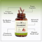 Herbal Roots Extra Strength Cranberry Pills for Women & Men with Organic Nettle | Urinary Tract Health | 60 Vegan Capsules