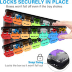 Extra Large Weekly Pill Organizer 7 Day - Portable Daily Pill Box with 7 Detachable Compartments, Vitamin Holder and Medicine Organizer for Supplements, Home and Travel, Rainbow