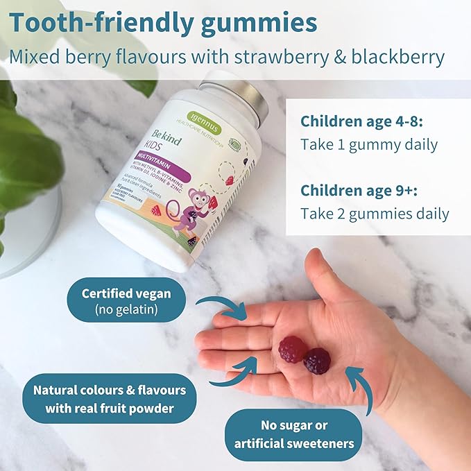Igennus Methylated Kids Multivitamin Gummies, Clean Label & Third Party Tested, No Artificial Sweeteners or Flavors, Sugar Free, Age 4+, 90 Natural Berry Flavor from Fruit Powder, Non-GMO, Halal