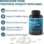 NAD+ Resveratrol Supplement with COQ10, Quercetin, Turmeric, NAD+ Supplement for Men and Women - Energy, Focus & Anti-Aging Support - Gluten Free, Non-GMO