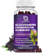 Glucosamine Chondroitin Gummies - 1- Pack, Extra Strength 1500mg Glucosamine with MSM & Elderberry, Flexibility Support, Best Cartilage & Immune Support Supplement for Men and Women - 60 Gummies