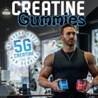 Creatine Monohydrate Gummies, 5g Creatine per Serving, Sugar-Free Creatine Supplement for Strength, Lean Muscle & Cognitive Support, Sour Blue Razz, 120 Gummies