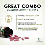 Cranberry Supplement Pills - 500mg Cranberry Extract & High Potency Vitamin C Per Serving - Urinary Tract Health Support for Women & Men - Vegan, Gluten Free, Non-GMO, Made in USA - 60 Capsules