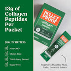 Bulletproof Unflavored Grass-Fed Collagen Peptides Powder Packets with Amino Acids for Skin, Bone and Joint Support, Pasture Raised, No Added Hormones, Pack of 15