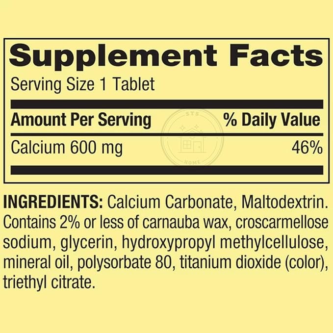 Spring Valley Calcium 600 mg, 100 Tablets | Calcium Supplement 600 mg | Calcium Supplement + STS Sticker.