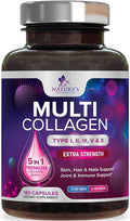Multi Collagen Pills 2400 mg Per Serving - Advanced Types I, II, III, V, X - Hydrolyzed Multi Collagen Peptides Pills Supplement for Women & Men - Hair, Skin, & Nail Support Supplements - 180 Capsules