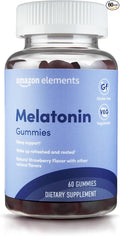 Amazon Elements Melatonin Gummies, Strawberry, Sleep Support, 10mg, 60 Count (Previously Revly)