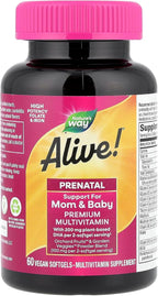 Nature's Way Alive! Complete Premium Prenatal Multivitamins for Women, Healthy Eye and Brain Development*, 60 Vegan Softgels
