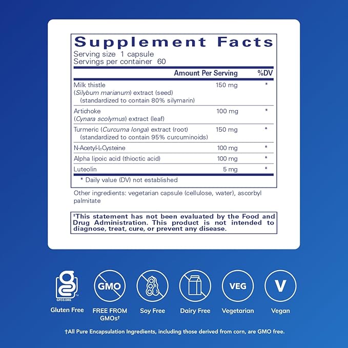 Pure Encapsulations LVR Formula | Hypoallergenic Supplement with Antioxidant Support for Liver Cell Health | 60 Capsules
