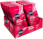 GU Energy Chews, Strawberry Energy Gummies with Electrolytes, Vegan, Gluten-Free, Kosher, 20 mg of Caffeine, and Dairy-Free On-The-Go Energy for Any Workout, 12 Bags (24 Servings Total) (Pack of 2)