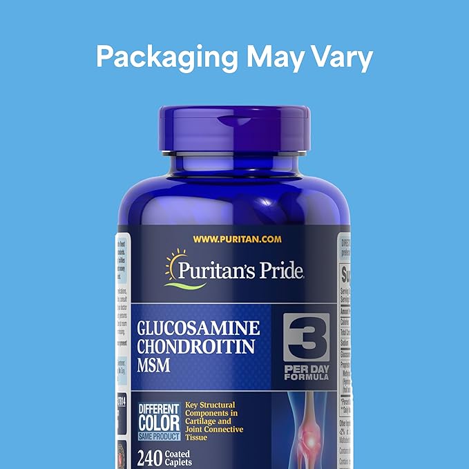 Puritan's Pride Glucosamine Chondroitin MSM Dietary Supplement for Joint Health, 240 Coated Tablets(Packaging may vary)