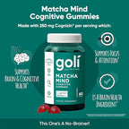 Goli Matcha Mind Gummies - 5 Pack - Green Tea Leaves Powder with Cognizin for Focus, Attention and Brain Health, Vegan, Non-GMO, Gluten-Free & Gelatin Free - 300 Count
