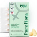 Pure Flora Vaginal Probiotic Suppository - 4 Strain Lactobacillus + Lactoferrin + USP Hyaluronic Acid - Promotes Healthy Vaginal Microbiome, Odor, BV, pH Balance, & Dryness Relief - Natural - 10 Count
