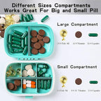 4 Pack Travel Pill Organizer, 8 Compartments Small Pill Box, Portable Daily Pill Case for Medicine, Vitamin, Supplement Storage, Compact Pill Container for Pocket, Purse, Travel, Office, Home Use