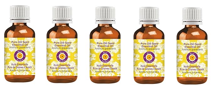 Deve Herbes Pure Dill Seed Essential Oil (Anethum graveolens) Steam Distilled (Pack of Five) 100ml X 5 (16.9 oz)