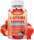 L-Lysine 1000mg Gummies, Chewable Lysine Supplement for Adults & Kids, Essential Amino Acid Supplement for Immune Support, Collagen Formation Support, Strawberry, 60 Count