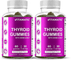 Vitamatic 2 Pack Vegan Thyroid Support Gummies with Iodine & Kelp – 60 Count – Plant-Based – Supports Energy & Metabolism