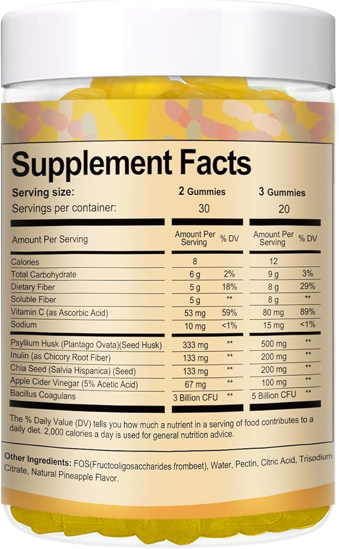 Totaria Fiber Gummies Pineapple 2 Bottles