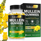 Mullein Gummies for Lungs, 2000mg Mullein Leaf Extract for Lung Cleanse and Respiratory Support, Natural Mullein Herbal Supplement, Pear Flavor Gummies 60 Count