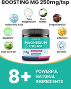 Venture Pal Topical Magnesium Cream, Fast-Absorbing Magnesium Moisturizing Lotion with Coconut Oil, Shea Butter & Hyaluronic Acid, Suitable for Kids