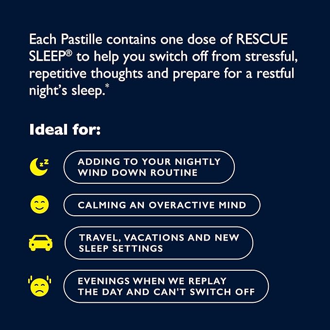 Bach RESCUE Sleep PASTILLES, Black Currant Flavor, No Melatonin Lozenges, Homeopathic, Flower Essences, 4 Pack
