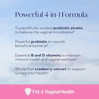 VSL4® Vaginal Health Daily Probiotic Supplement for Women's Health & Urinary Tract Support* – 10B CFU – 4-in-1 Formula with Probiotics, Prebiotic, Cranberry Extract & B+D Vitamins, 30 Capsules