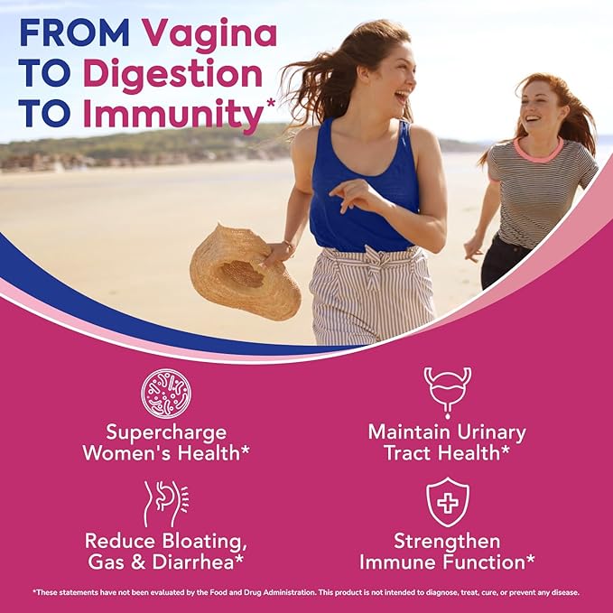 Probiotics for Women, 120 Billion CFU 34 Strains, Prebiotics, Digestive Enzymes, Cranberry, 4-in-1 Feminine Probiotic, Digestive, Vaginal, Immune Support, 60ct (Pack of 2)