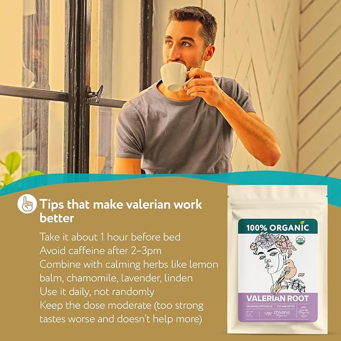 Valerian Root Tea Organic (40 Tea Bags) - Valeriana Herb – Calming Herbal Infusion for Sleep, Healthy Stress Response - Te para Dormir de Noche