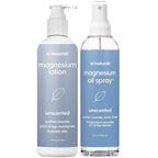 Unscented Magnesium Lotion & Spray for Sleep, Suitable for Sensitive Skin, Helps with Muscle Relaxation, Soothes Tired Legs & Foot Aches and Supports Restful Nights, 8 & 12 fl oz by M3