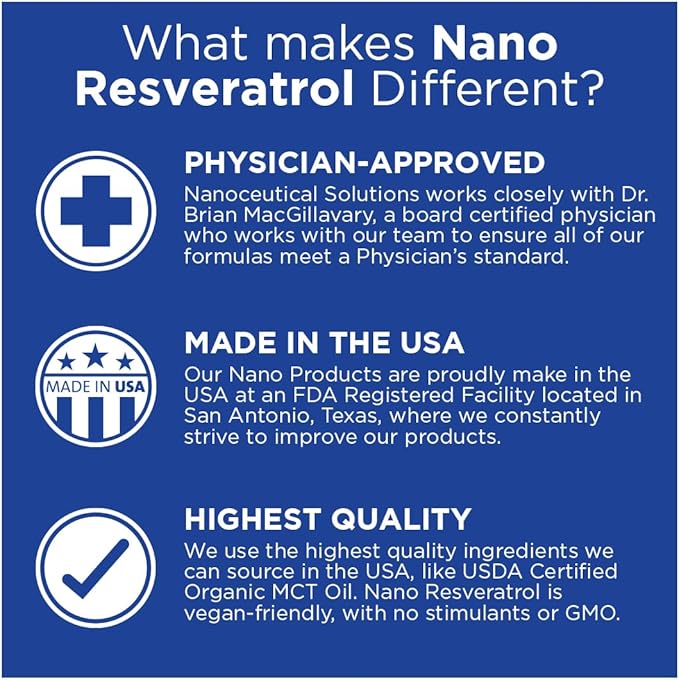 Nanoceutical Solutions Nano Liquid Resveratrol Trans Resveratrol Supplement for Brain & Heart Health | Ultra-Efficient Absorption, Up to 8 Times Higher Than Resveratrol Capsules | 30 Servings