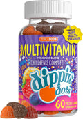 Dippin' Dots - Multivitamin Gummies for Kids Rainbow Fruit Flavor Complete Multivitamin Chewy Gummies Vitamin A, B, C, D3, E, B6, Zinc - 60 Count