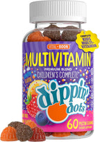 Dippin' Dots - Multivitamin Gummies for Kids Rainbow Fruit Flavor Complete Multivitamin Chewy Gummies Vitamin A, B, C, D3, E, B6, Zinc - 60 Count