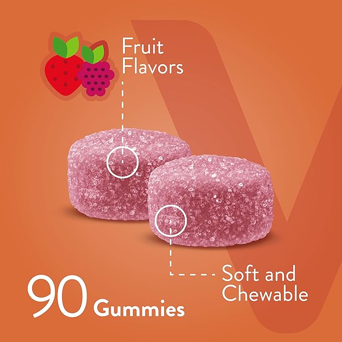 Viteey Calcium Gummies with Vitamin D3 and Magnesium Supplement for Bone Health - Chewable Calcium Supplements for Women & Men - Gluten-Free, Non-GMO - 90 Count