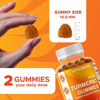 Vitamatic Turmeric Gummies with Ginger & Black Pepper Extract – 60 Vegan Gummies 95% Curcuminoids – Powerful Antioxidant & Inflammatory Support
