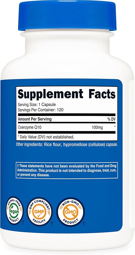 Nutricost CoQ10 100mg, 120 Vegetarian Capsules, 120 Servings - High Absorption, Vegetarian, Non-GMO, Coenzyme Q10 (Pack of 2)