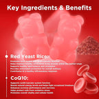 MEENCCD 2 Pack Red Yeast Rice with CoQ10 Gummies, Red Yeast Rice Supplement with Coenzyme Q10 for Overall Well-Being, Sugar Free, Vegan, Raspberry Flavor, 120 Count