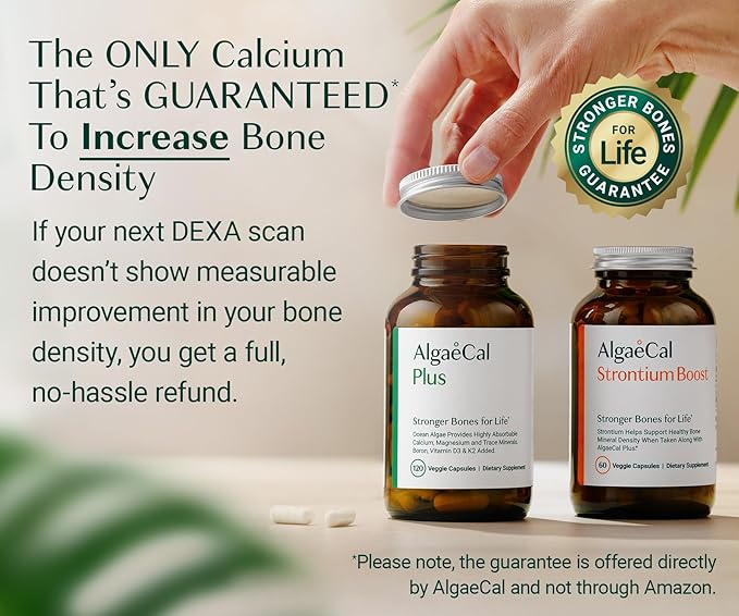 ALGAECAL Bone Builder Pack - Plant Based Calcium Supplement & Strontium - Organic Calcium 750mg with Vitamin D3 1600 IU, Vitamin K2, Magnesium, 16 Nutrients for Bone Health & Density (3-Month Supply)