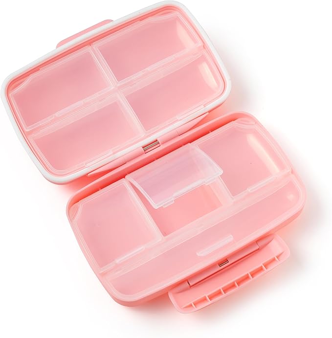 Cute, Large Pill Organizer for Vitamins & Supplements - Big, Silicone, Pink, Mentally Stable