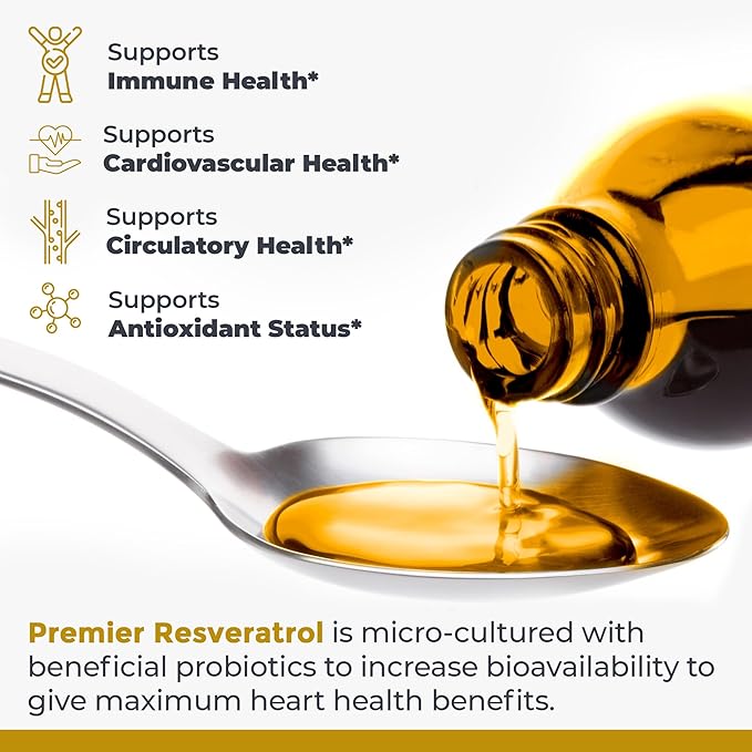 Premier Research Labs Resveratrol - Resveratrol Liquid Supplement, Trans Resveratrol, Antioxidant Support for Heart Health & Blood Flow, Aging Support, 180 mg Per Teaspoon - 8 Fl Oz