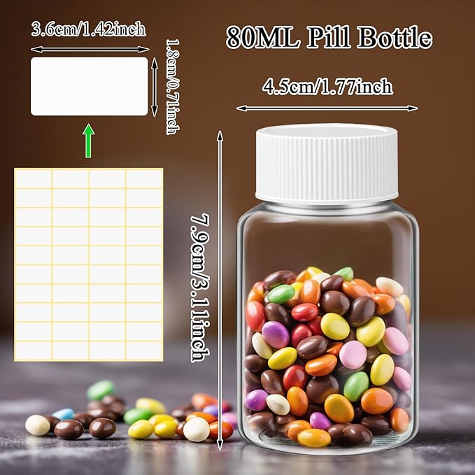 Lamoutor 18Pcs Clear Pill Bottle Plastic Medicine Bottle Empty Reagent Chemical Containers with Caps for Liquid Solid Powder Medicine 80ML