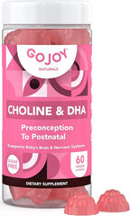 Prenatal Gummies with Choline & DHA - Preconception, Pregnancy & Postnatal Vitamins for Women - Choline 250mg + DHA 150mg - Vegan, Sugar-Free, Non-GMO