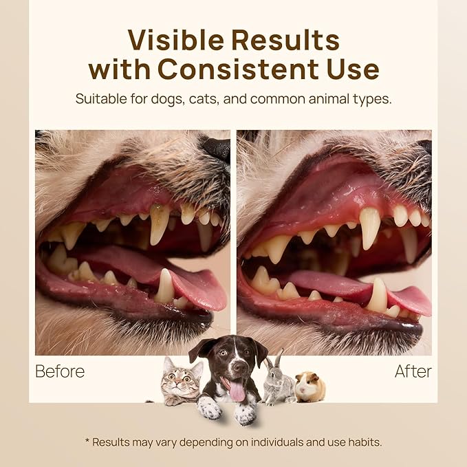 HICC PET Pro Teeth Cleaning Wipes for Dogs & Cats, Vet-Recommended Dental Care Finger Wipes, Reduce Plaque Tartar & Fresh Breath, No-Rinse Toothbrush, Gentle Clean Dog Tooth Brushing Kit, Mint