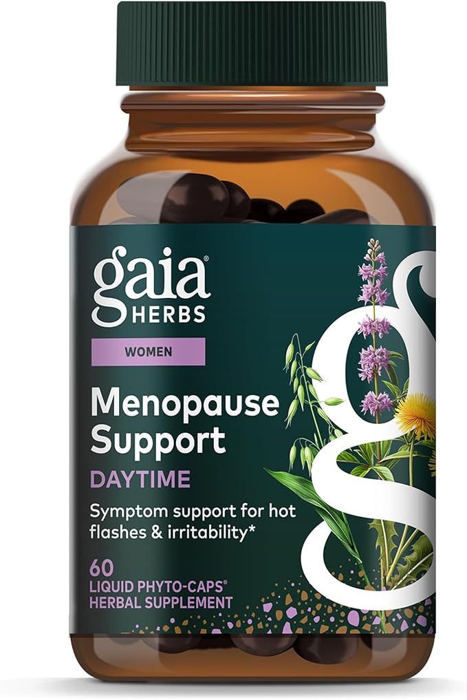 Gaia Herbs Menopause Support Daytime - Helps Support Hormone Balance & Well-Being for Women* - with Vitex, Black Cohosh, St. John's Wort & Oats - 60 Vegan Liquid Phyto-Caps (60 Servings)