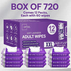 Adult Wet Wipes Lavender Scented – Soft Disposable Washcloths for Incontinence & Personal Hygiene 720 Count