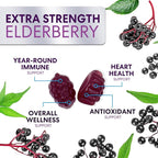 Elderberry Gummies - Black Elderberry Extract Immune Support Gummy with Vitamin C, D3 and Zinc - Sambucus Immune Health Support Supplement for Kids & Adults, Black Elder Berry Vitamins - 60 Gummies